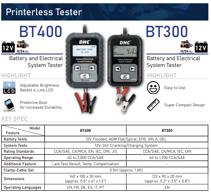 Batteritestare DHC 12V - 2