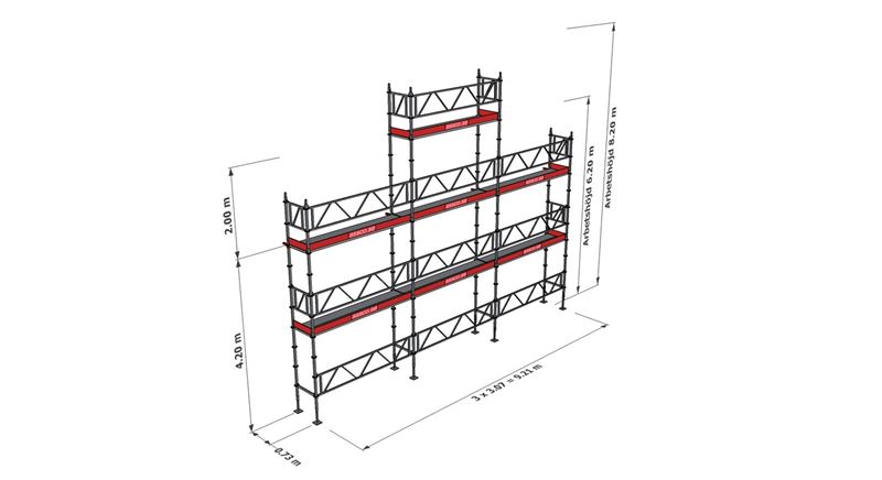 Modulställningspaket 112 (9x6m + topp) med Dubbelräcke