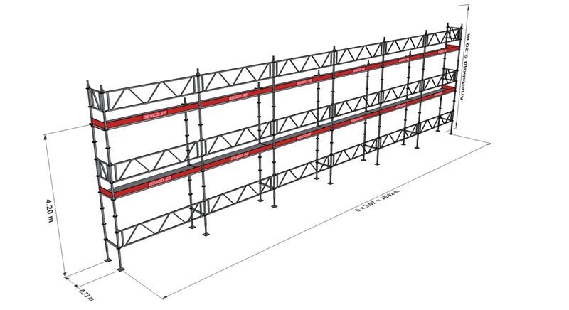 Modulställningspaket 116 (18x6m) med Dubbelräcke