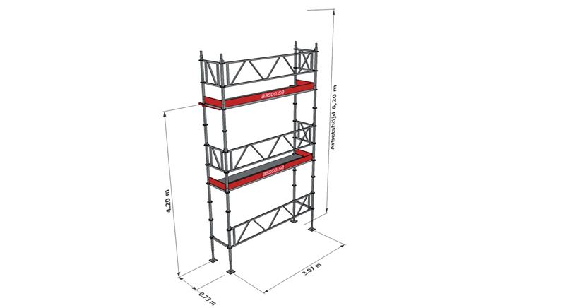 Modulställningspaket 109 (3x6m) med Dubbelräcke