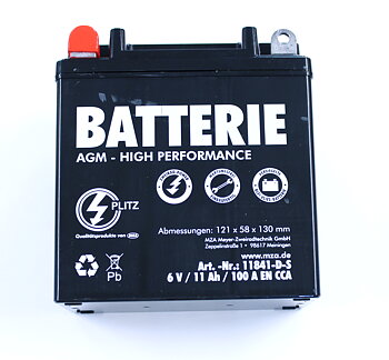 Batteri 6N11A 6V, 11 Ah. AGM.