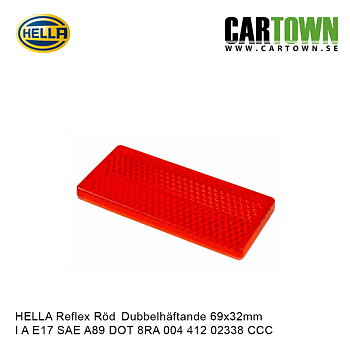 Reflex Röd dubbelhäftande 69x31 Hella 2st