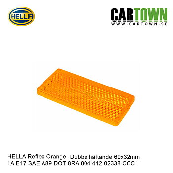 Reflex Orange dubbelhäftande 69x31 Hella 2st