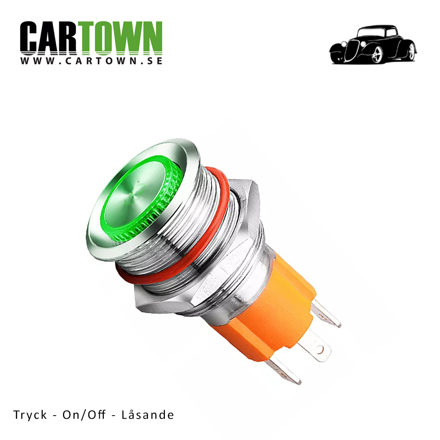 Push button HotRod Momentary 16mm, White, Green