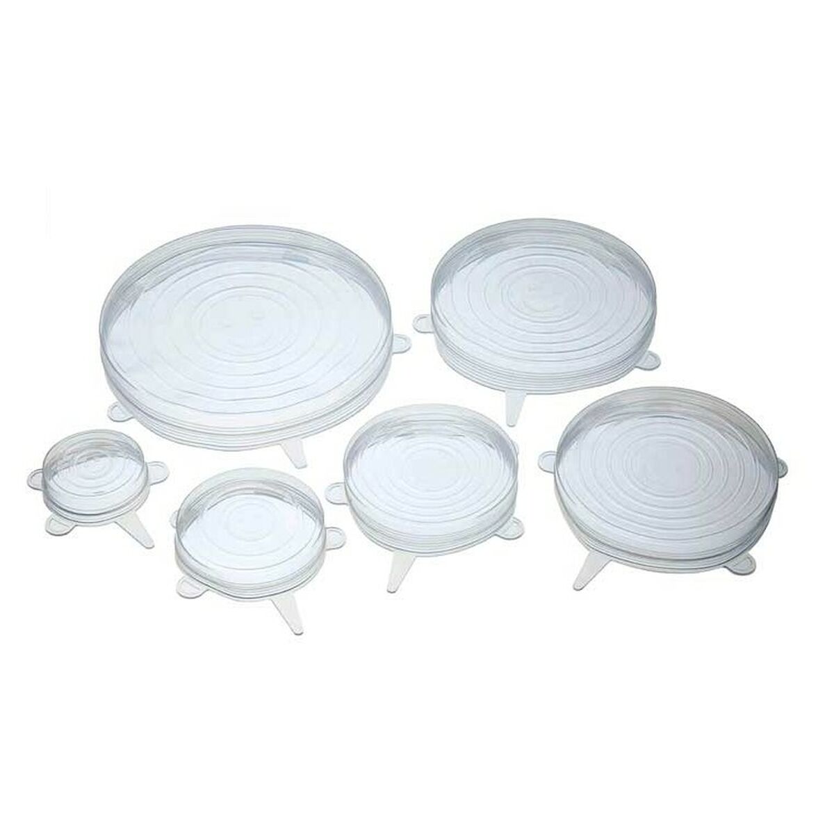 Set med återanvändbara och justerbara lock till köket Transparent Silikon (12 antal) - 2