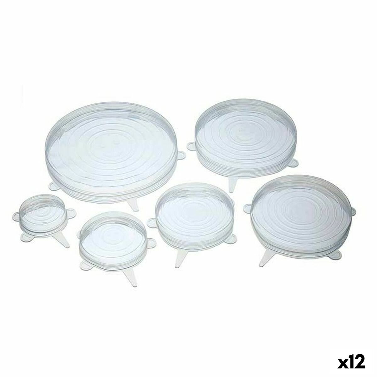Set med återanvändbara och justerbara lock till köket Transparent Silikon (12 antal)