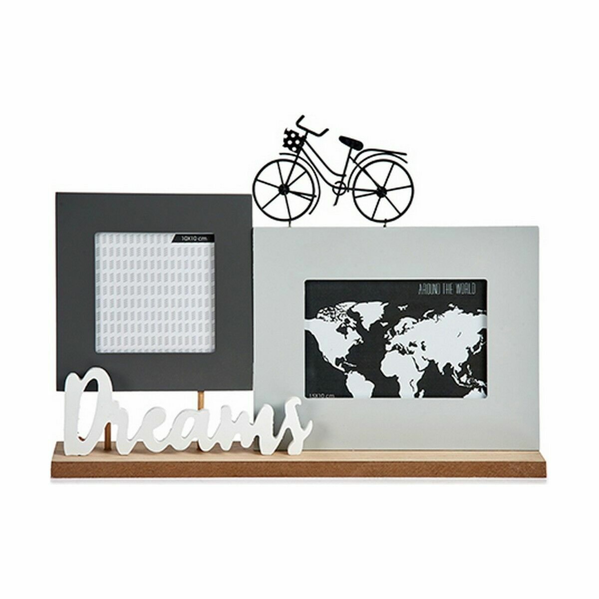 Fotoramar Dreams Cykel Vit Svart Grå Trä 6 x 27 x 37,5 cm (6 antal) - 2