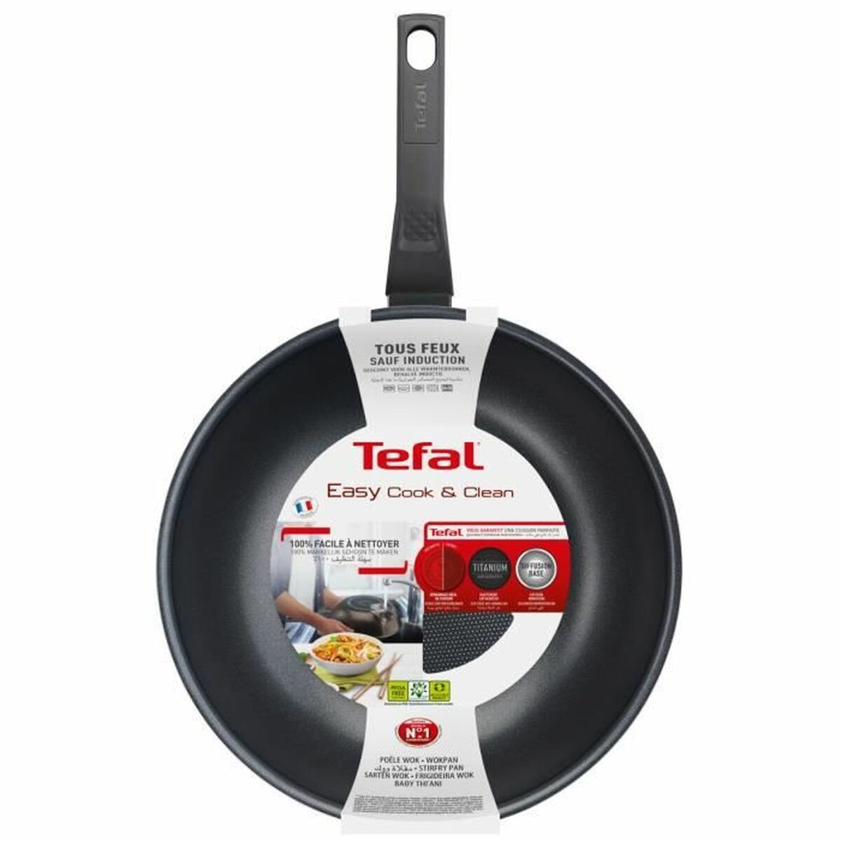 Wokpanna Tefal B5541902 Svart Aluminium Ø 28 cm - 3
