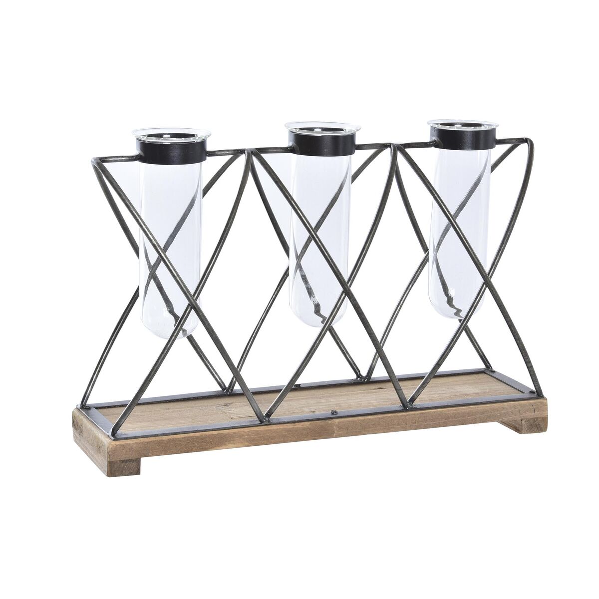 Vas DKD Home Decor 36,5 x 11,5 x 23,5 cm Glas Svart Metall Brun Transparent