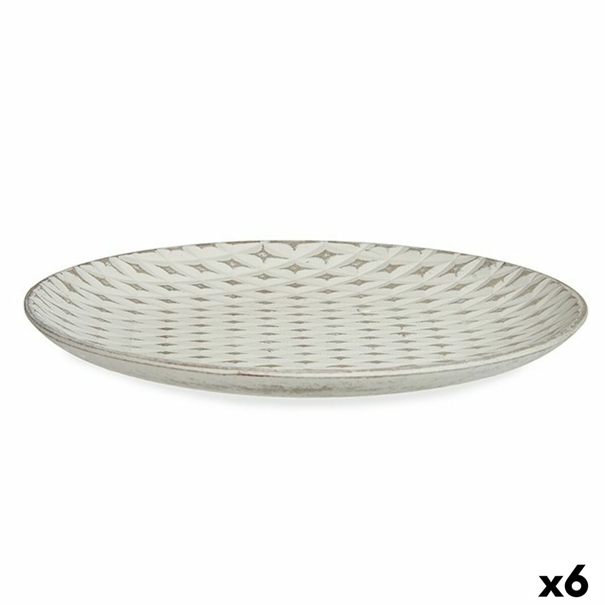 Prydnadsfat Ø 29 cm Romb Vit Trä MDF (6 antal)
