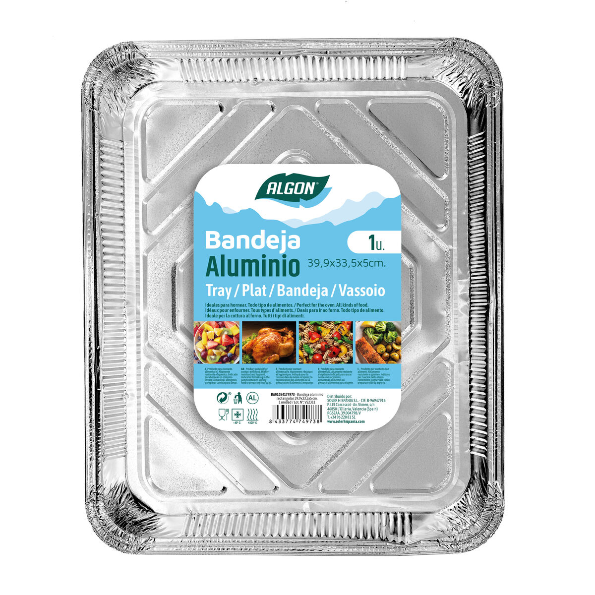 Bricka Algon 39,9 x 33,5 x 5 cm Rektangulär Aluminium - 2