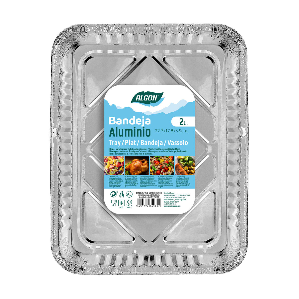 Uppsättning med Brickor Algon 22,7 x 17,8 x 3,9 cm Rektangulär 2 antal - 2