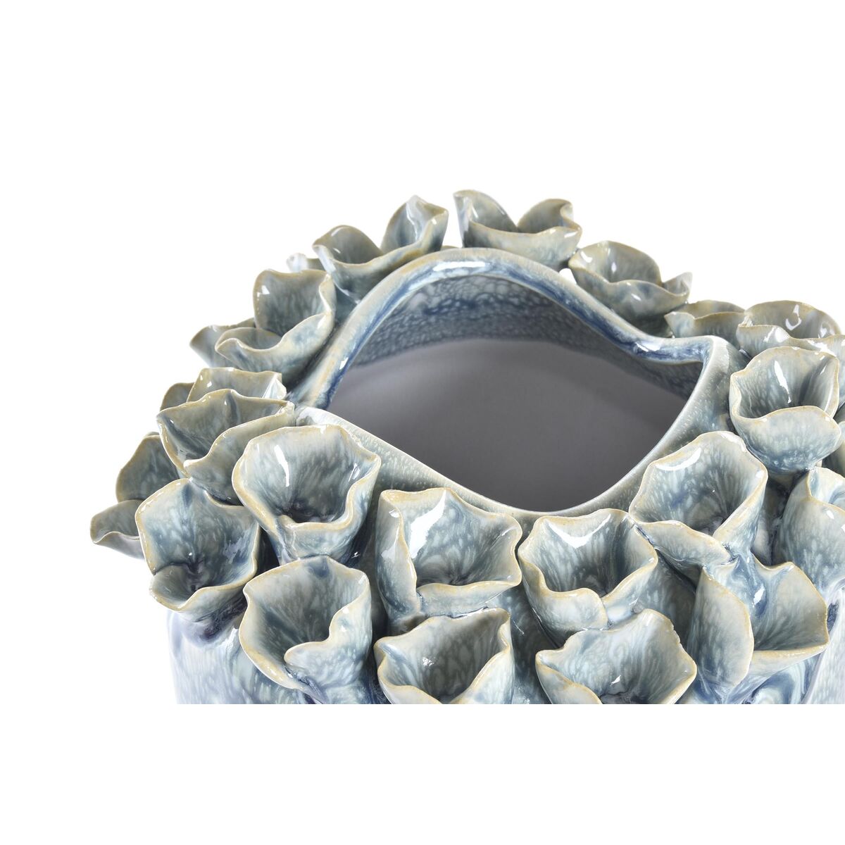 Vas DKD Home Decor 20 x 20 x 30,5 cm 22 x 22 x 33 cm Rosa Turkos Stengods Modern Med relief (2 antal) - 3