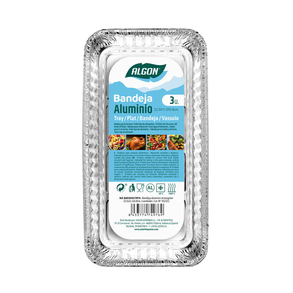 Uppsättning med Brickor Algon 22,5 x 11,3 x 5,8 cm Rektangulär 3 antal - 2