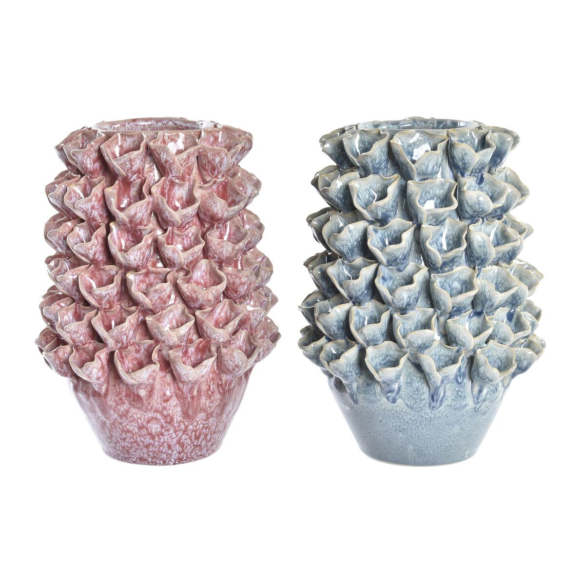 Vas DKD Home Decor Blomster Rosa Turkos 18 x 18 x 27 cm Stengods 20 x 20 x 27 cm Medelhavs (2 antal)