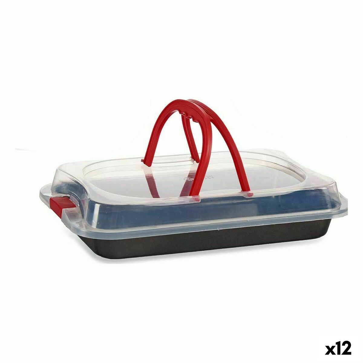 Lunchlåda Med lock Svart Röd Järn 36,5 x 24 x 7,5 cm (12 antal)