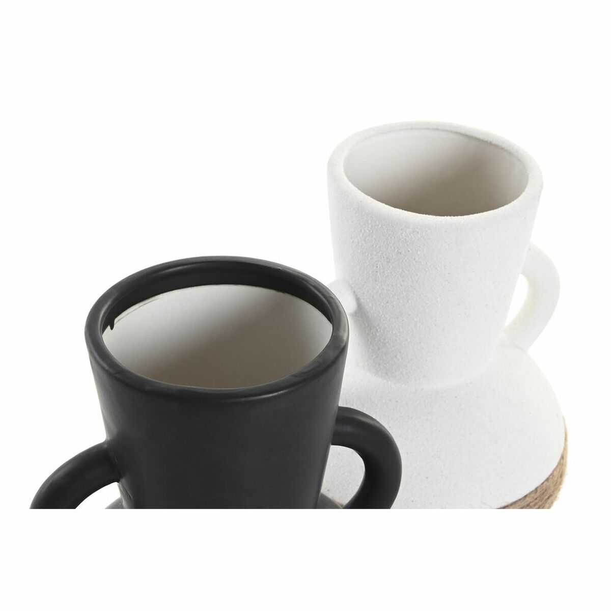 Vas DKD Home Decor 16,5 x 16,5 x 24 cm Keramik Svart Brun Snöre Vit (2 antal) - 3