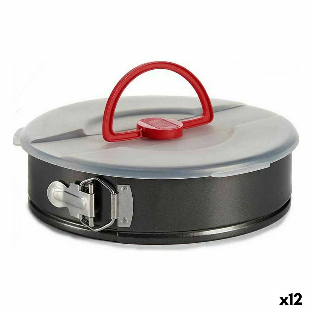 Lunchlåda Med lock Svart Röd Järn 27 x 7 x 27 cm (12 antal)