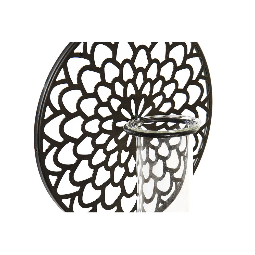 Ljusstakar DKD Home Decor Glas Svart Metall Trä Brun 20 x 20 x 36 cm - 4