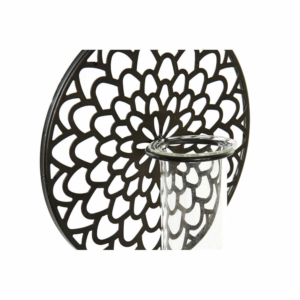 Ljusstakar DKD Home Decor Glas Svart Metall Trä Brun 20 x 20 x 36 cm - 8