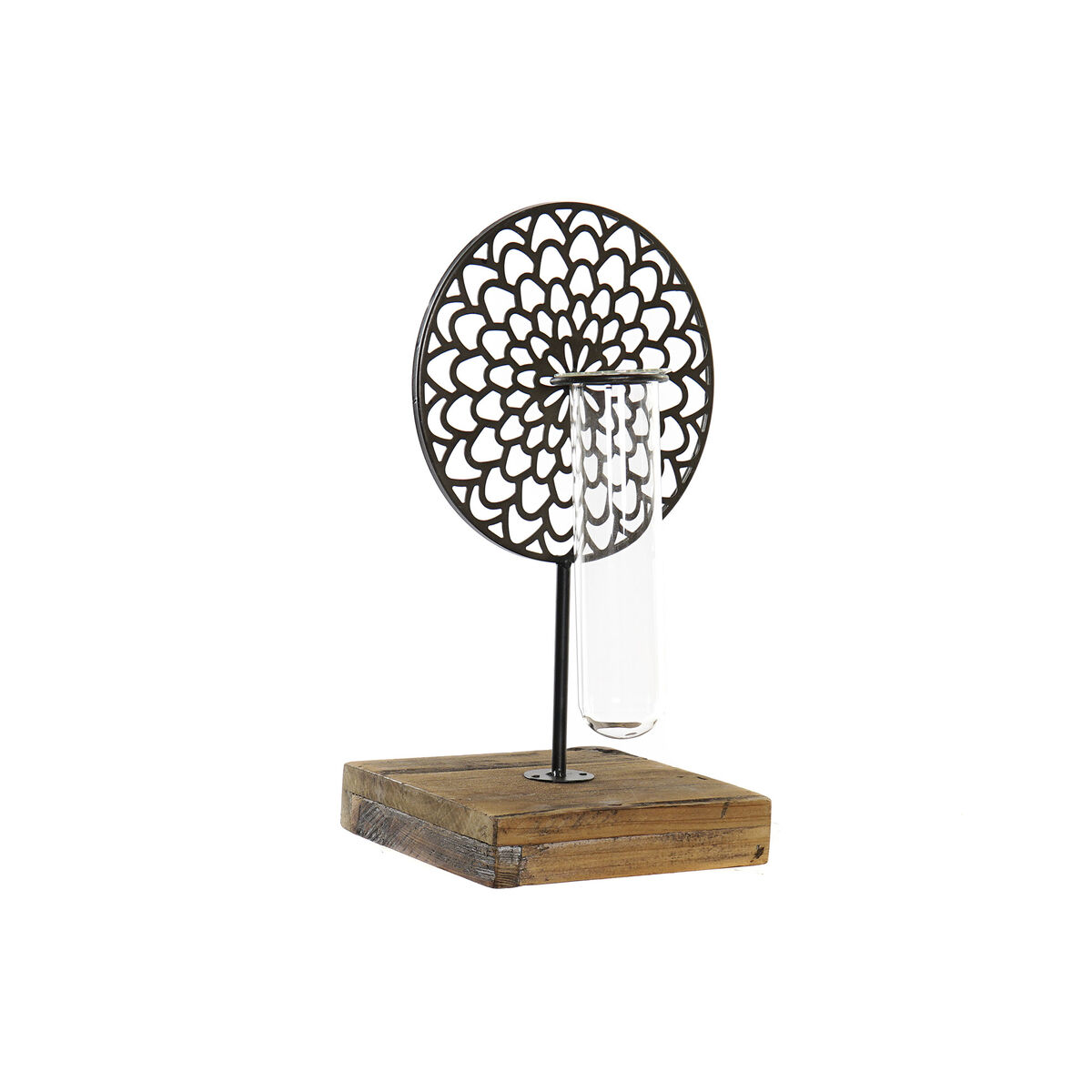 Ljusstakar DKD Home Decor Glas Svart Metall Trä Brun 20 x 20 x 36 cm - 5
