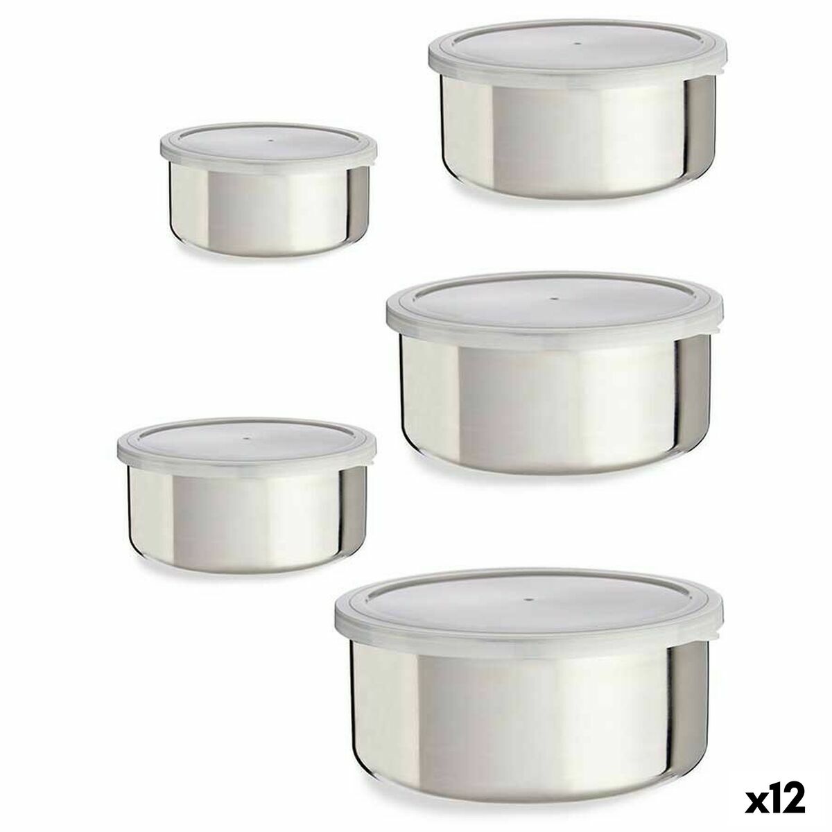 Lunchlådor, set Silvrig Stål (12 antal)