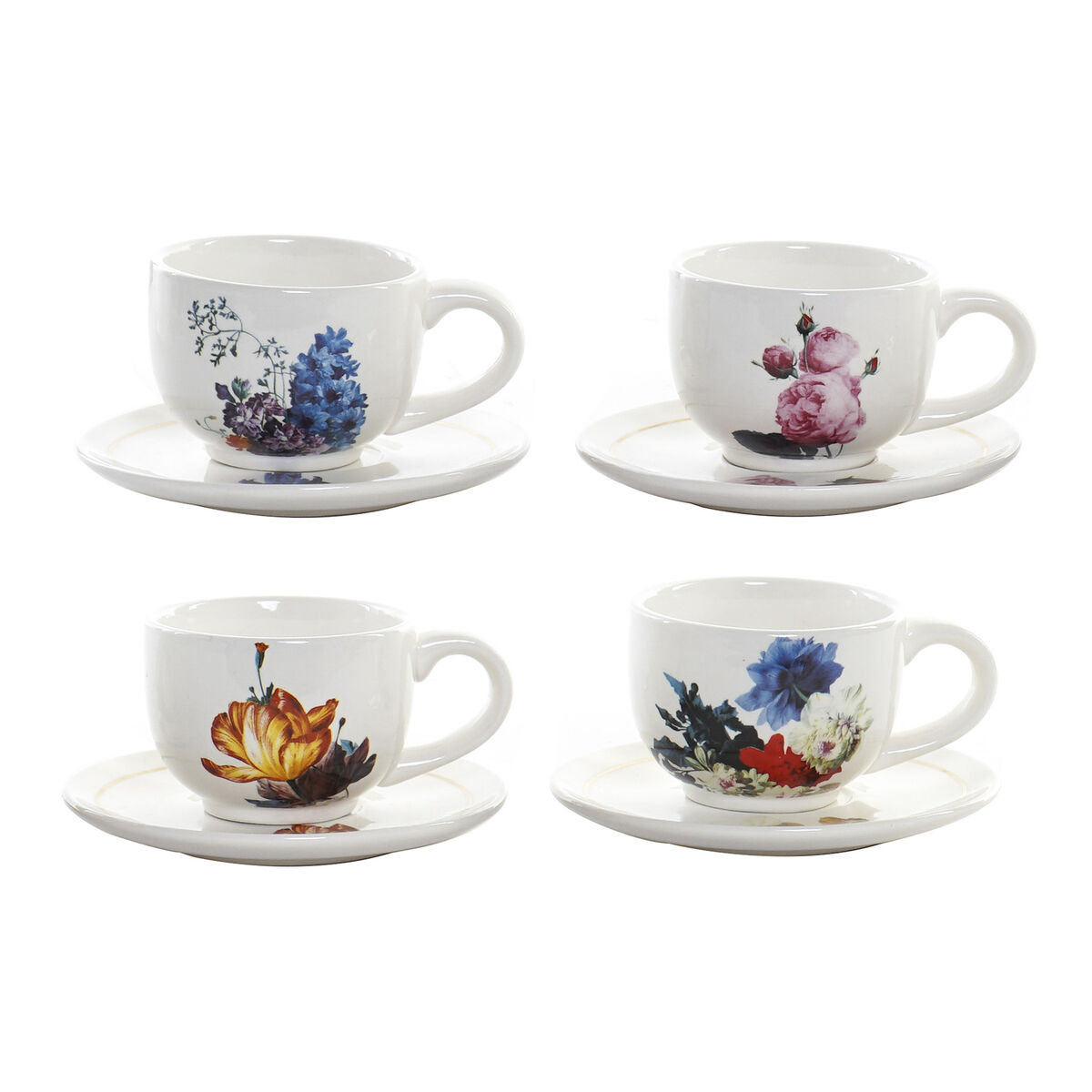 Set med kaffekoppar DKD Home Decor Multicolour 150 ml 4 Delar Dolomite