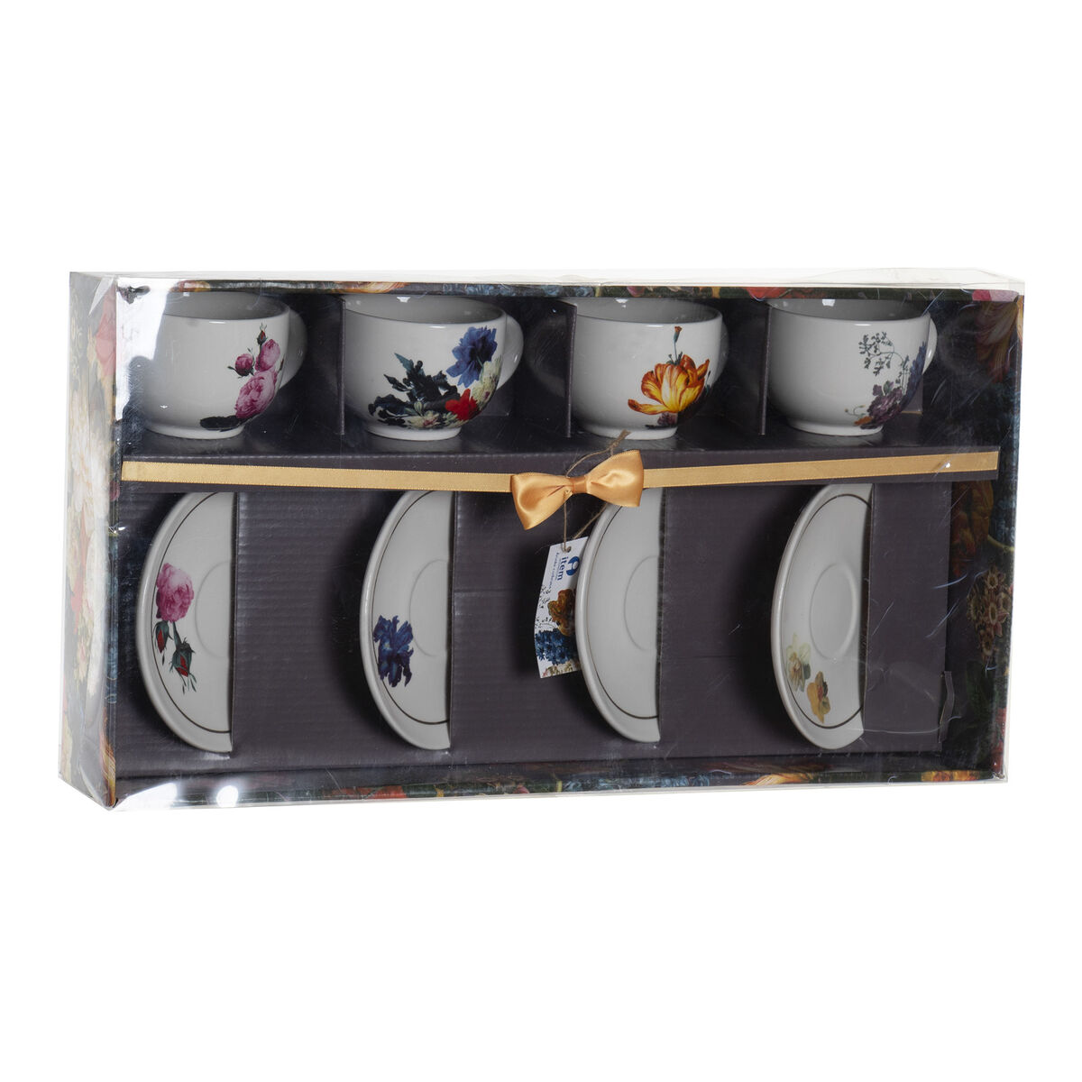 Set med kaffekoppar DKD Home Decor Multicolour 150 ml 4 Delar Dolomite - 4