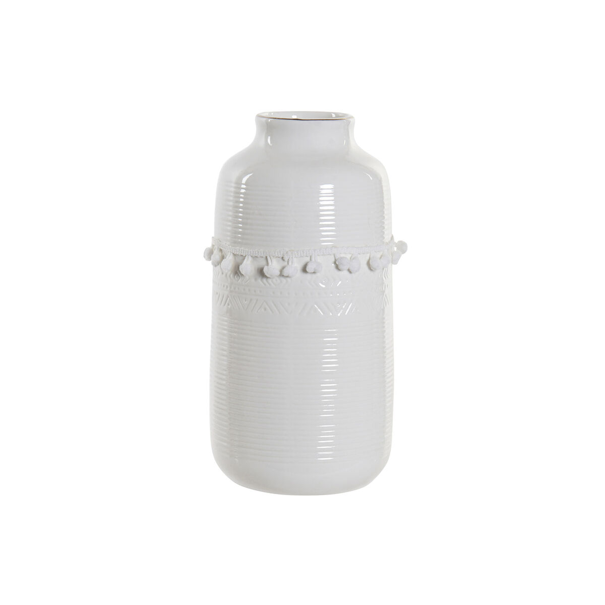 Vas DKD Home Decor Vit Stengods Tofs 12 x 12 x 24 cm