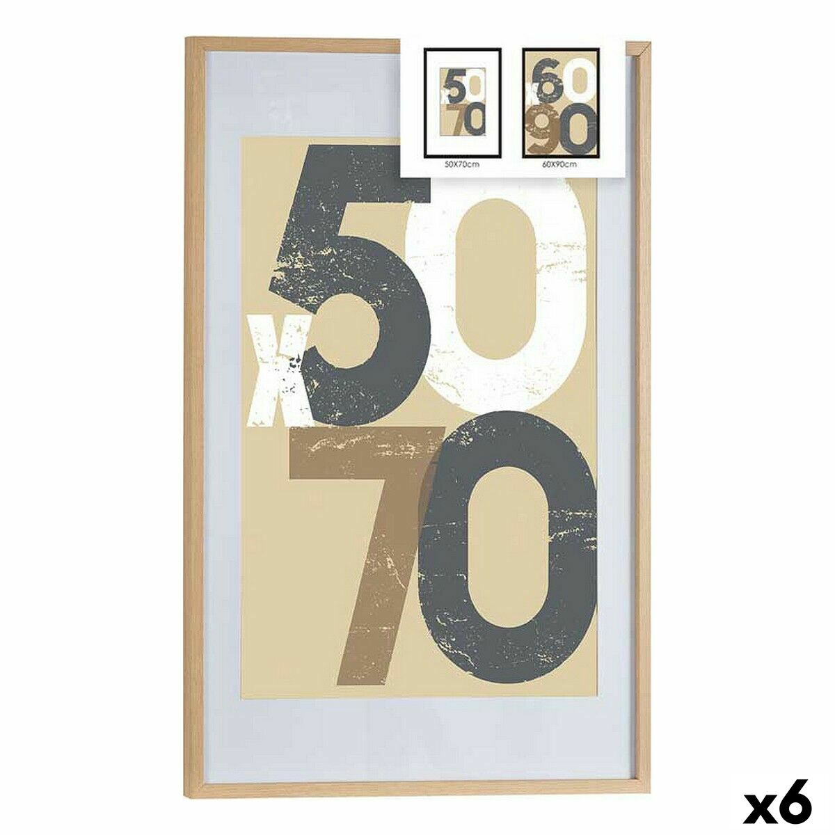 Fotoram 62,5 x 2,5 x 92,5 cm Naturell Plast Trä MDF (6 antal)