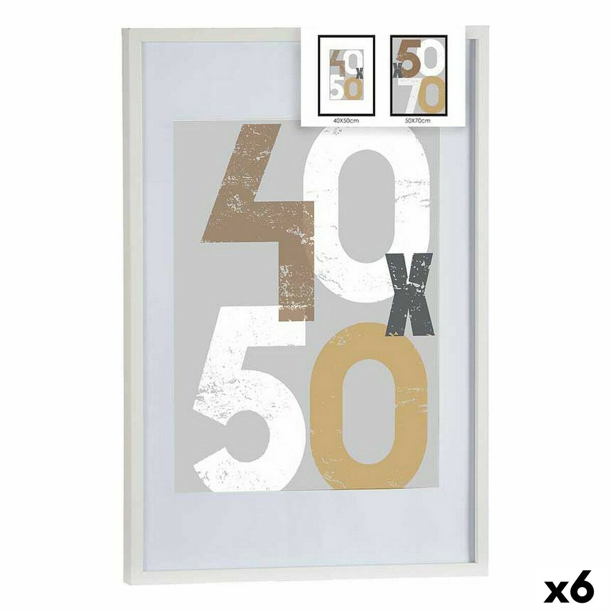 Fotoram 52,5 x 2,5 x 72,5 cm Vit Plast Trä MDF (6 antal)