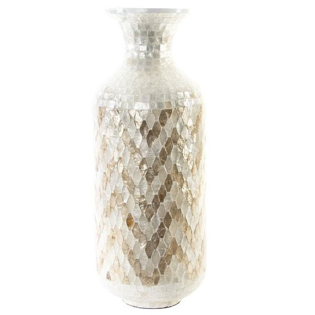 Vas DKD Home Decor Mosaik Brun Pärlemor Ljusbrun Bambu (25 x 25 x 65 cm) - 4