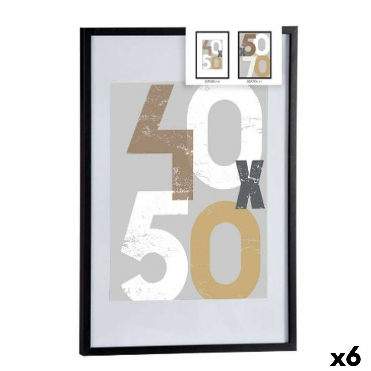 Fotoram för upphängning Svart Plast Trä MDF 52,5 x 2,5 x 72,5 cm (6 antal)