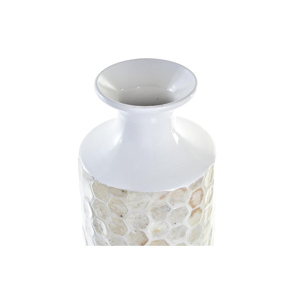 Vas DKD Home Decor Mosaik Beige Vit Pärlemor Bambu (14 x 14 x 63 cm) - 6