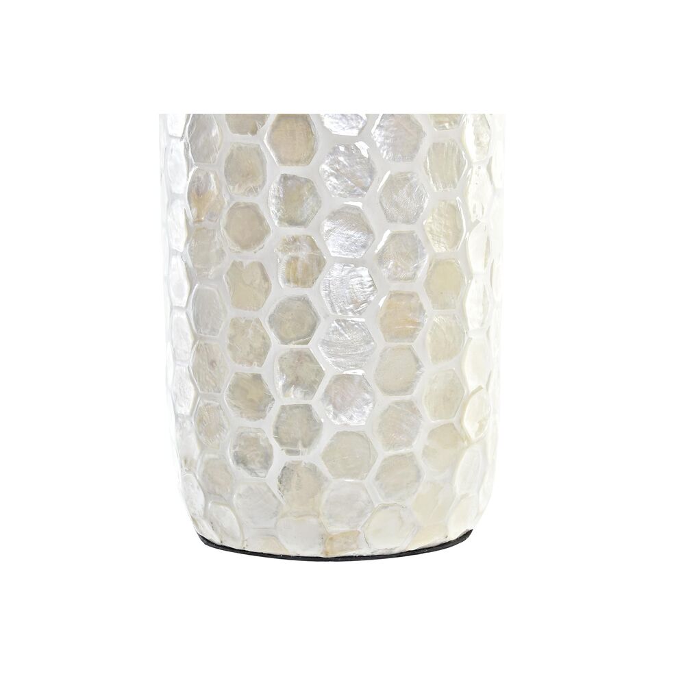 Vas DKD Home Decor Mosaik Beige Vit Pärlemor Bambu (14 x 14 x 63 cm) - 2