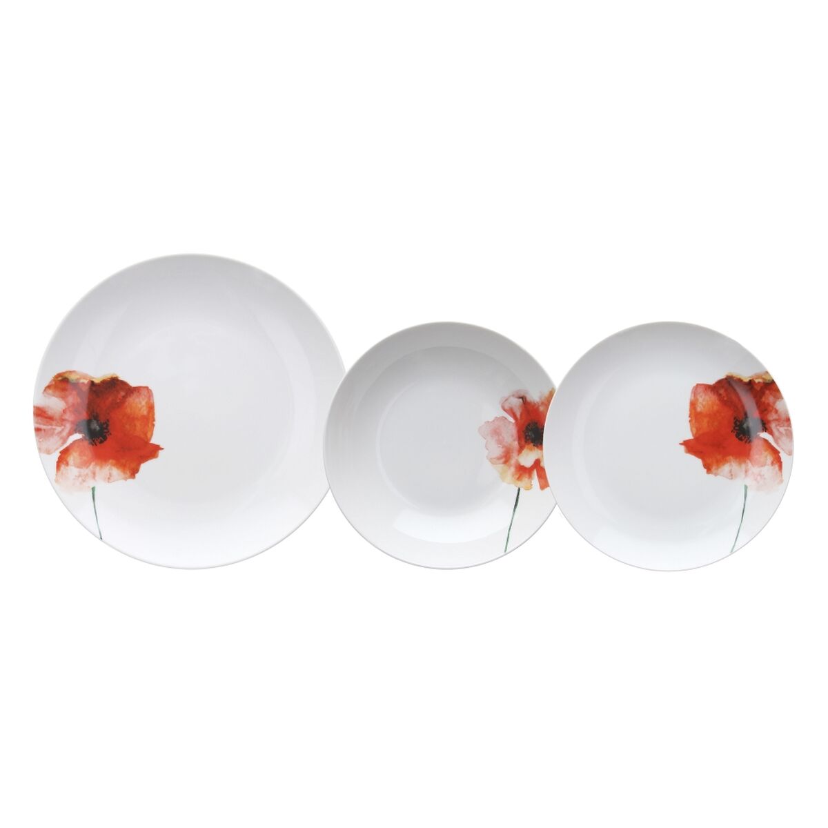 Matservis 18 Delar Porslin 1 cm Vallmo