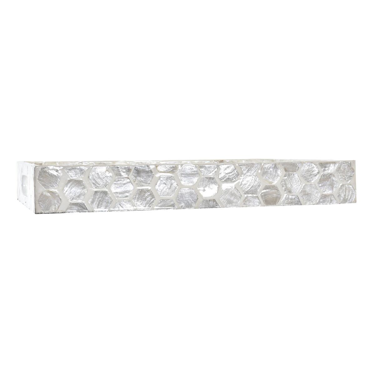 Snacksbricka DKD Home Decor Mosaik Vit Pärlemor 30 x 20 x 4 cm Boho - 3