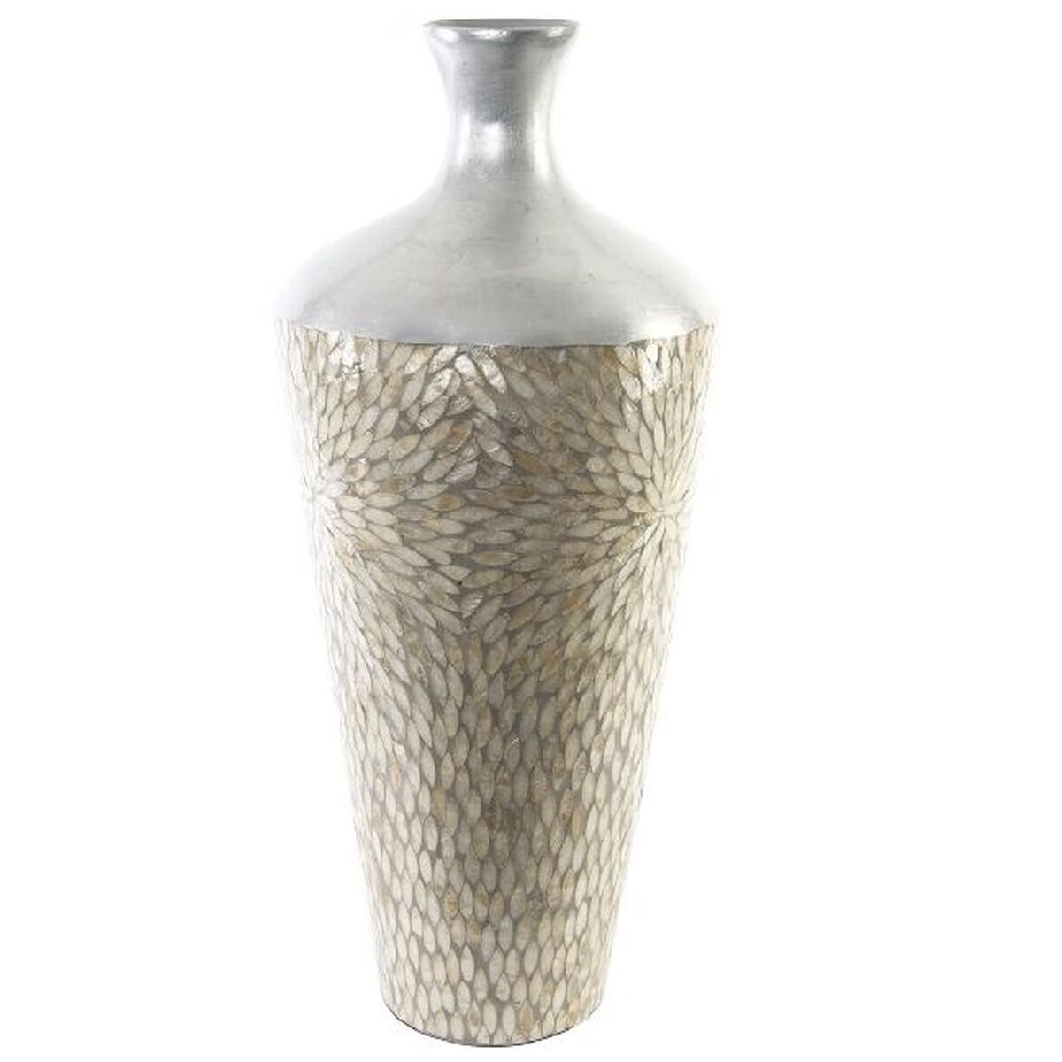 Vas DKD Home Decor Mosaik Silvrig Grå Pärlemor Bambu (30 x 30 x 70 cm)