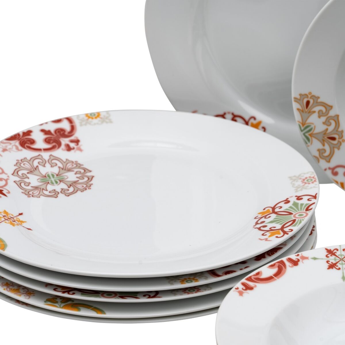 Matservis 18 Delar Porslin Bordeaux 1 cm Senap - 2