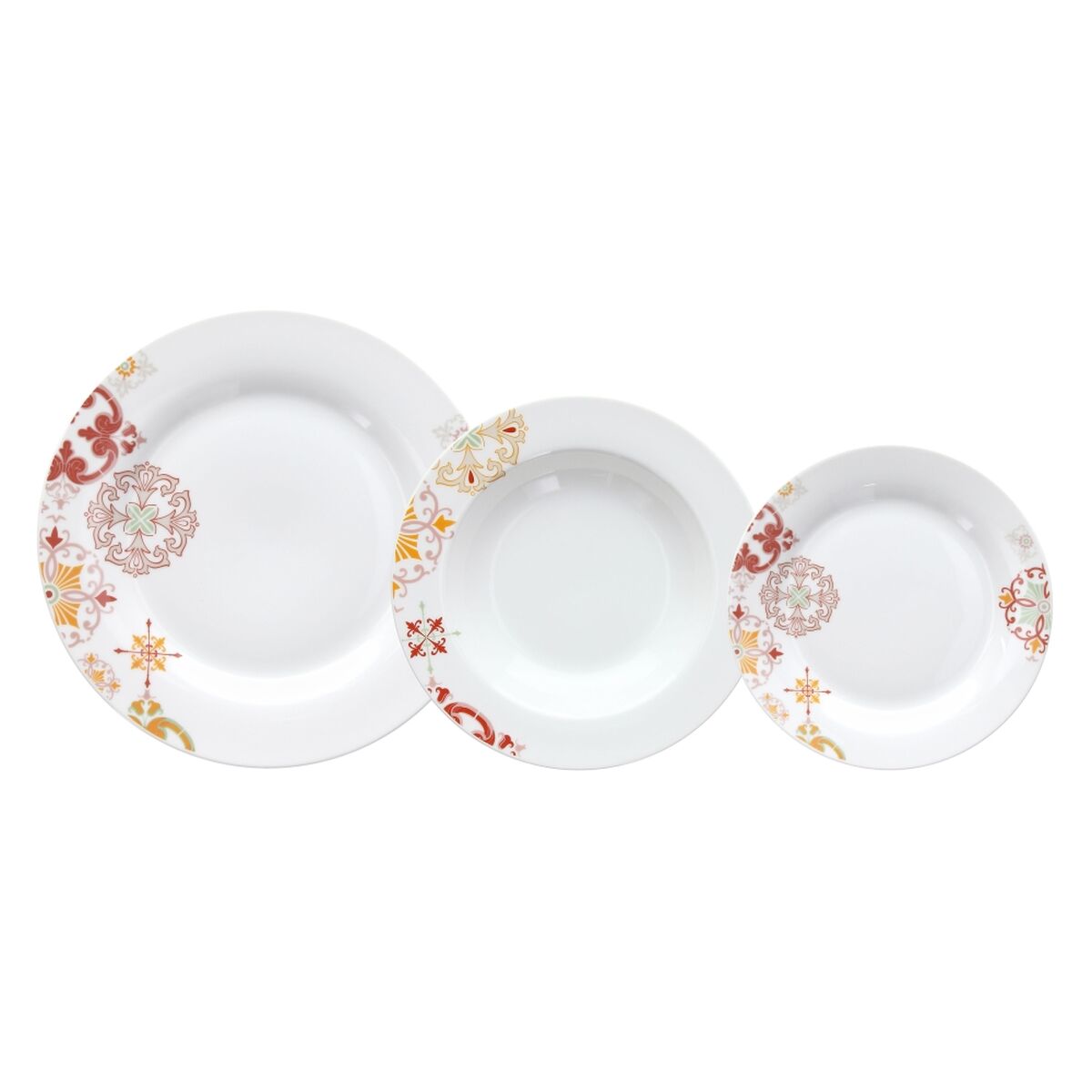 Matservis 18 Delar Porslin Bordeaux 1 cm Senap