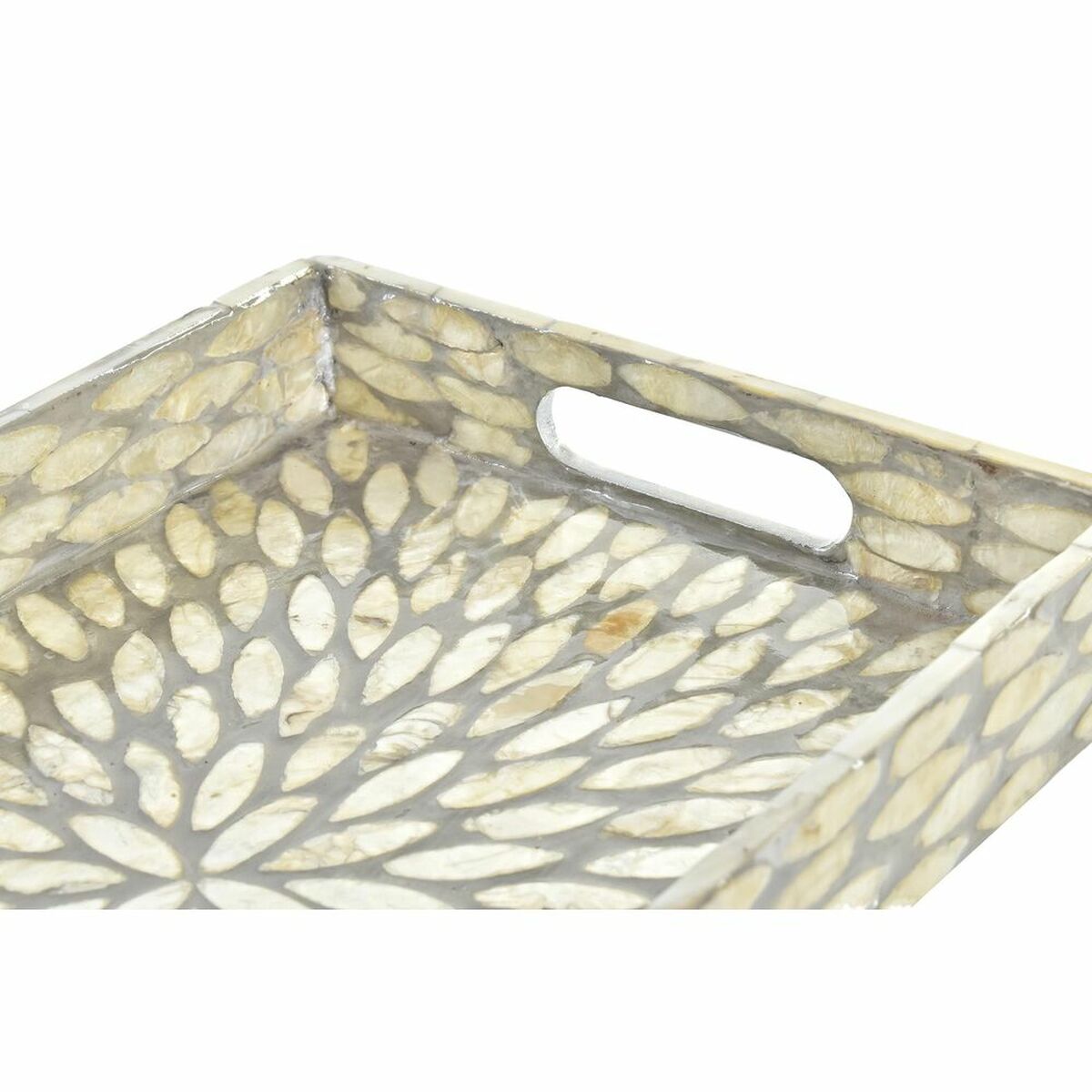 Snacksbricka DKD Home Decor Mosaik Grå Pärlemor 30 x 20 x 4 cm Boho - 2