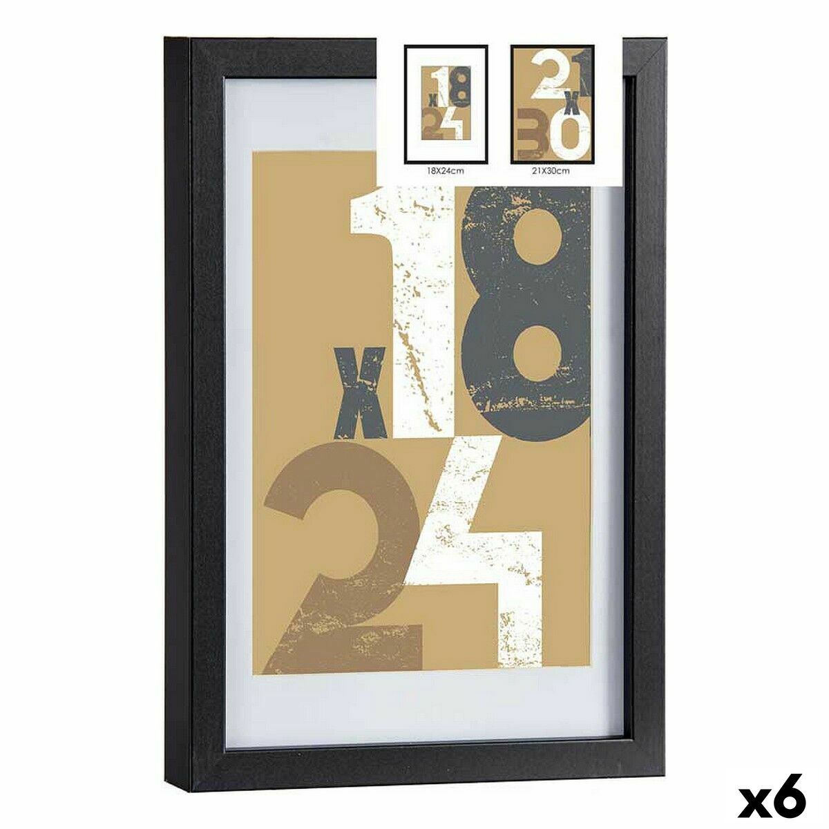 Fotoram 24 x 2,5 x 32,5 cm Svart Glas Trä MDF (6 antal)