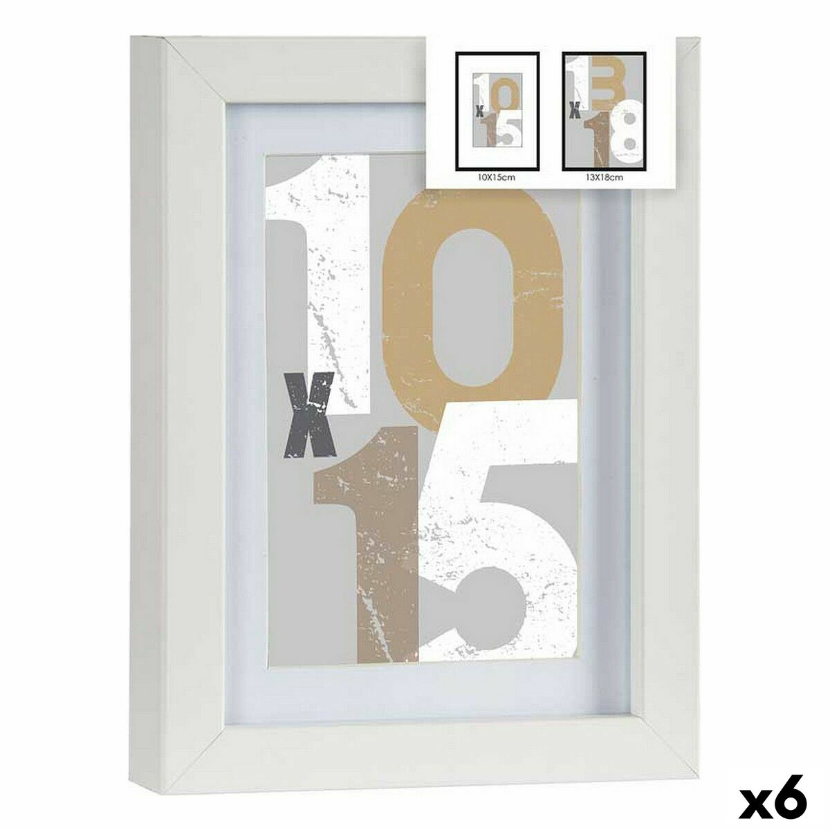 Fotoram Vit Glas Trä MDF 16 x 21 x 2,5 cm (6 antal)