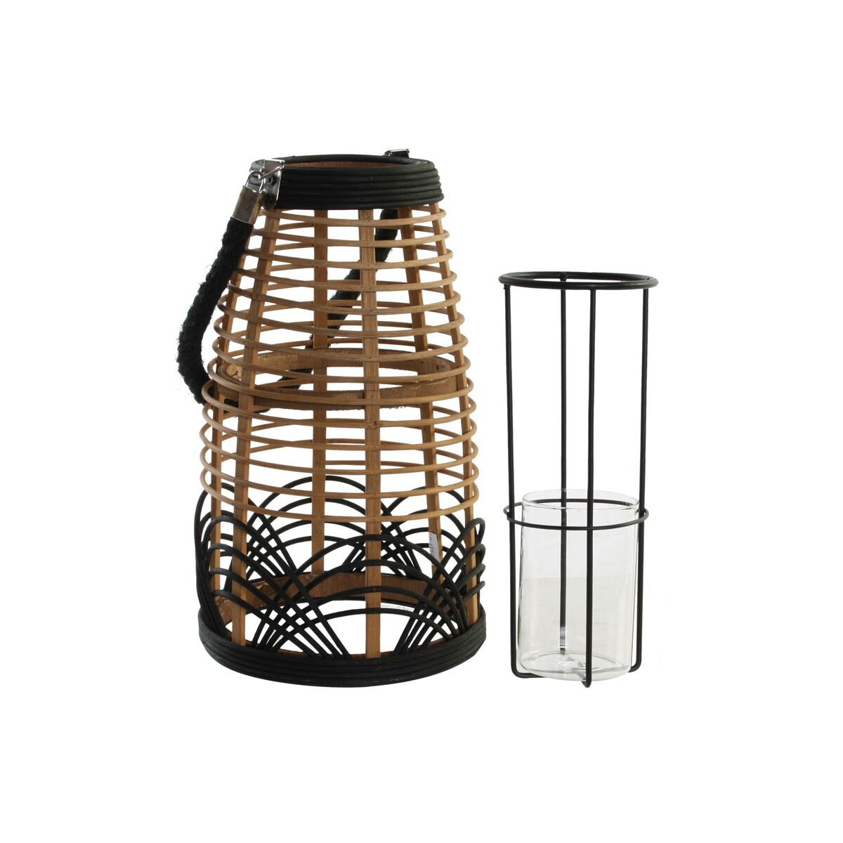 Ljusstakar DKD Home Decor 31 x 31 x 53 cm Glas Metall Dvobarvna Bambu - 4