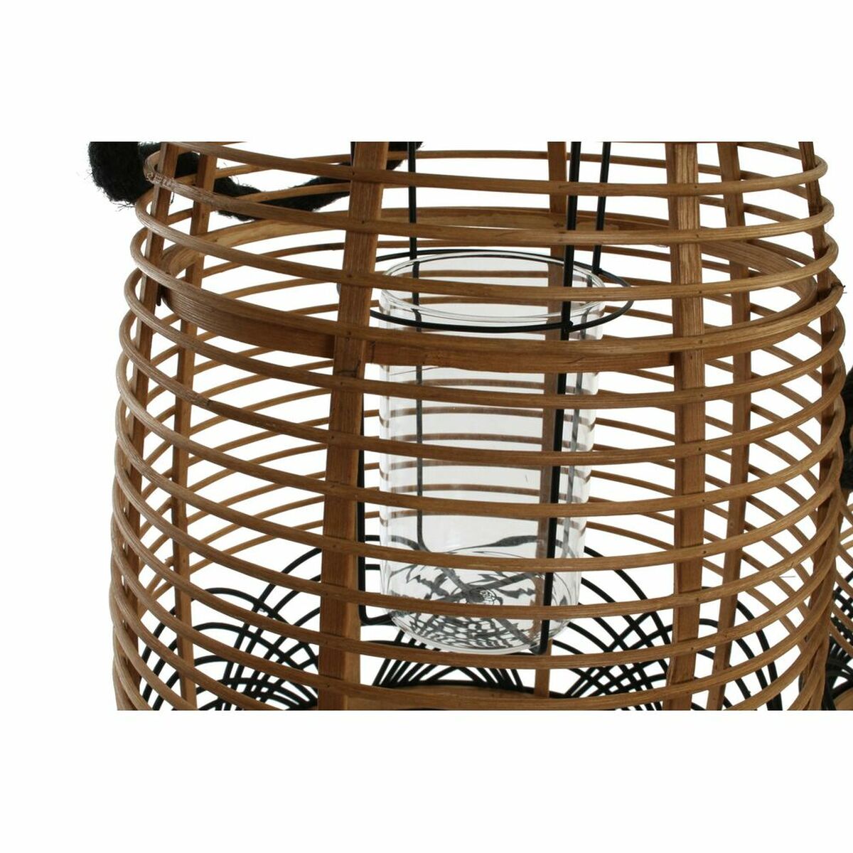 Ljusstakar DKD Home Decor 31 x 31 x 53 cm Glas Metall Dvobarvna Bambu - 2