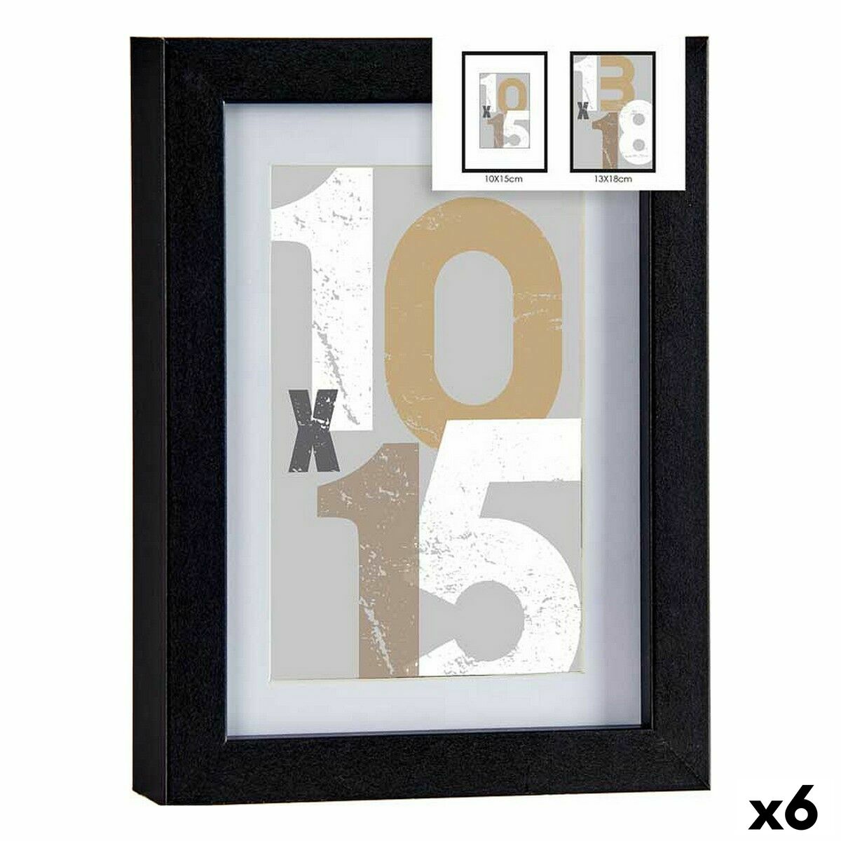 Fotoram 16 x 21 x 2,5 cm Svart Glas Trä MDF (6 antal)