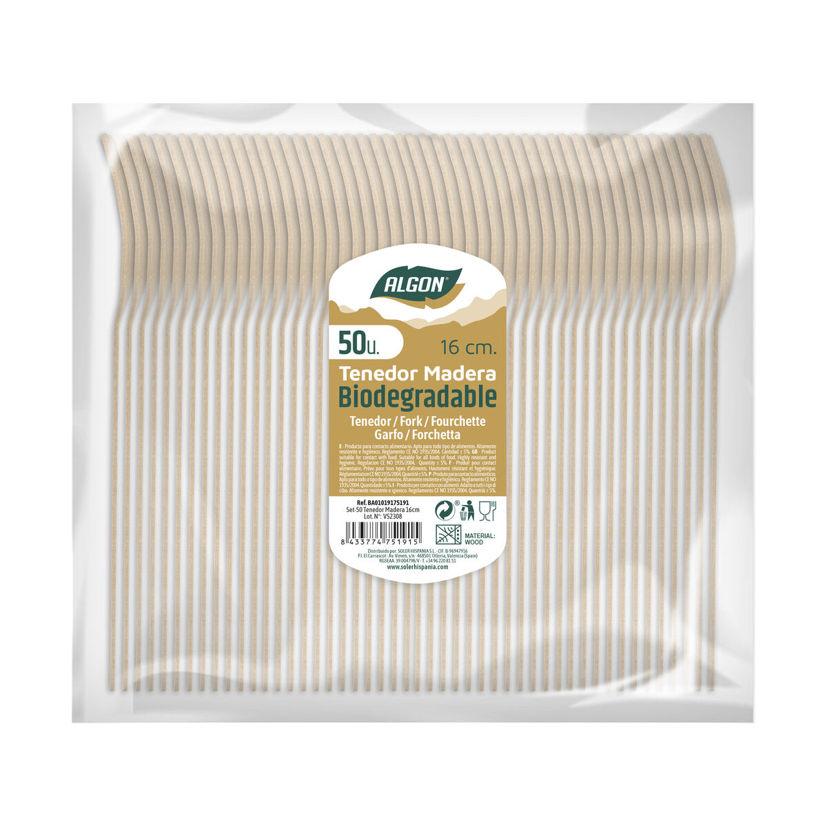 Gaffelset Algon Trä 16 cm 50 antal - 2