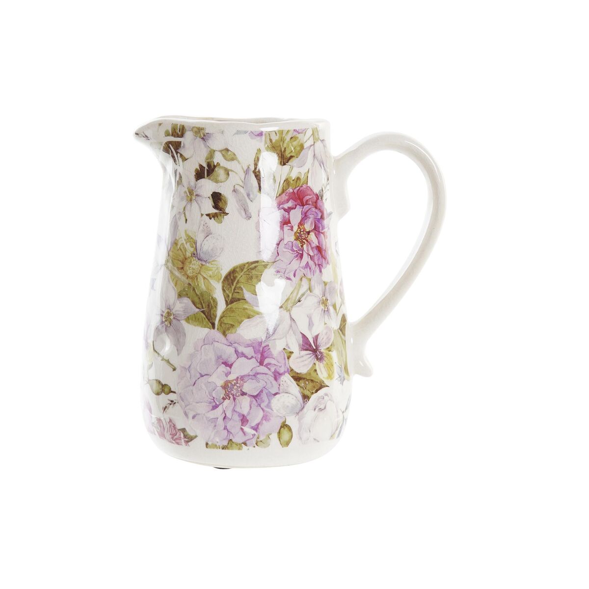 Kanna DKD Home Decor Vit Grön Rödbrun Stengods Virágok Shabby Chic