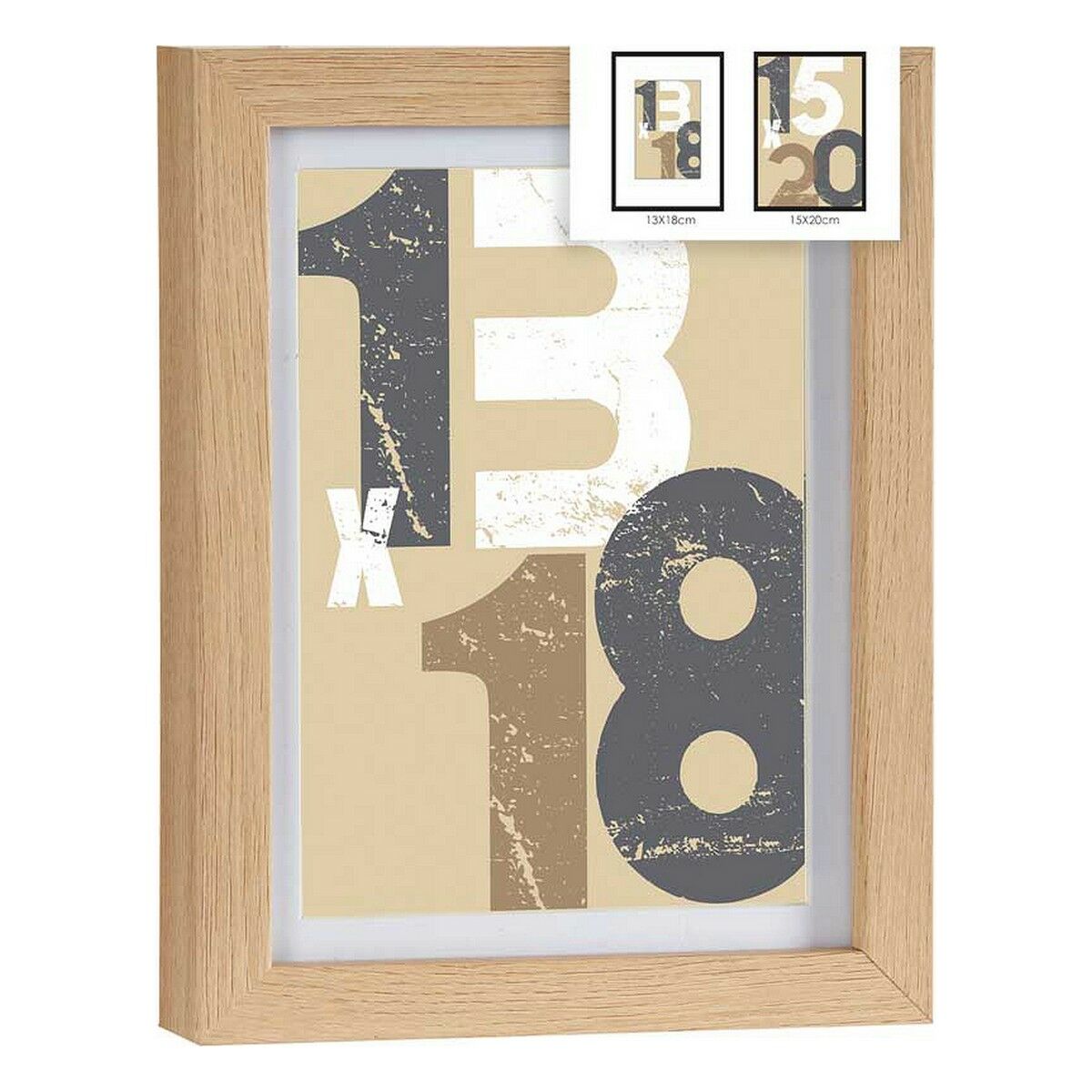 Fotoram 18 x 23 x 2,5 cm Naturell Glas Trä MDF (6 antal) - 2