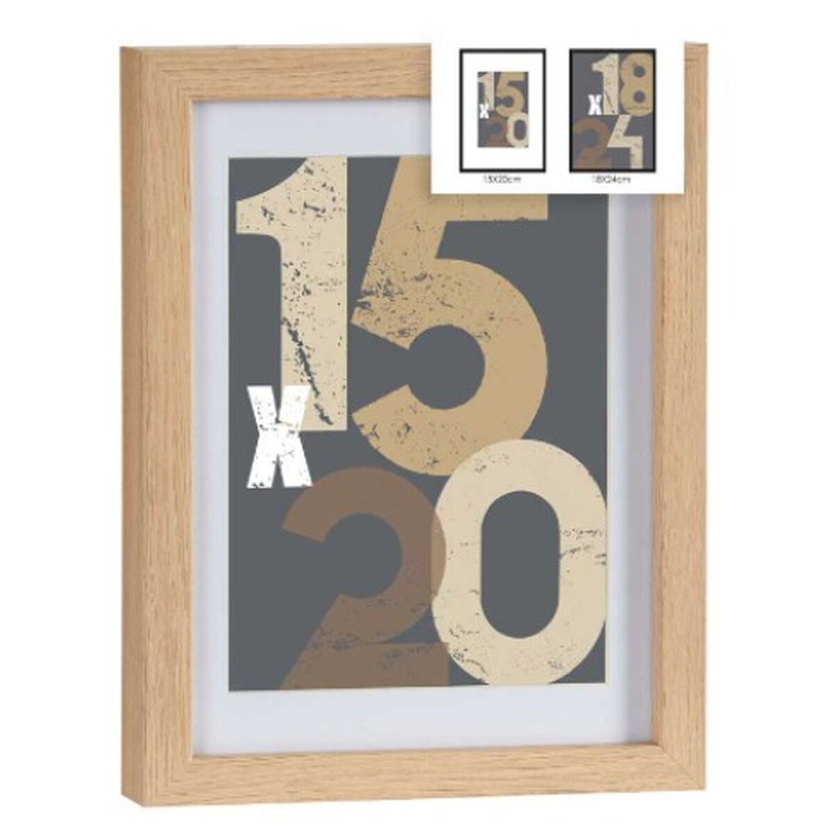 Fotoram för upphängning Naturell Glas Trä MDF 20,5 x 2,5 x 26,5 cm (6 antal) - 2